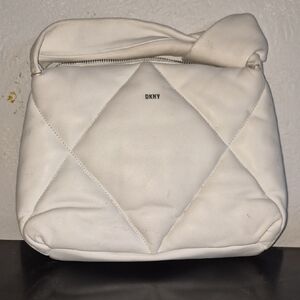 DKNY White Quilted Padded Shoulder Bag